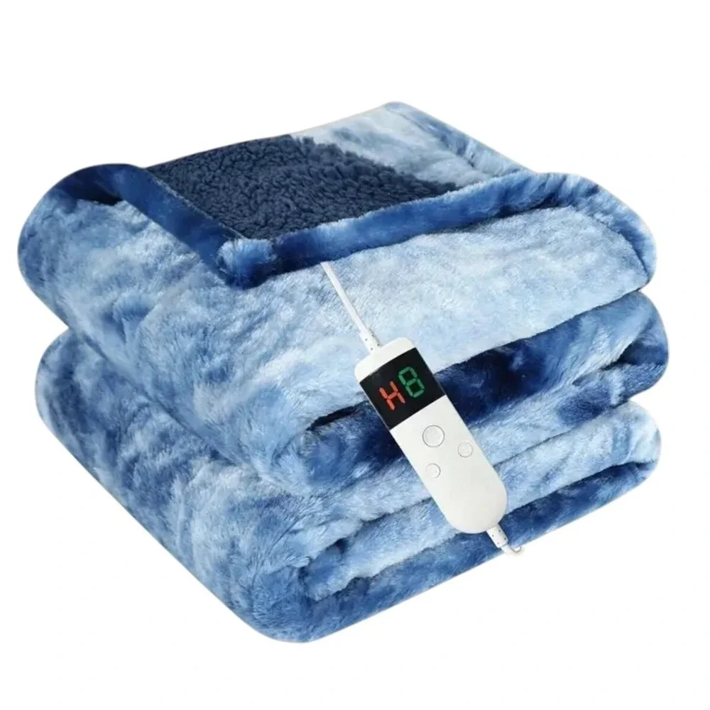 Manta eléctrica‎ calefactable azul con 10 niveles de calor y apagado automático